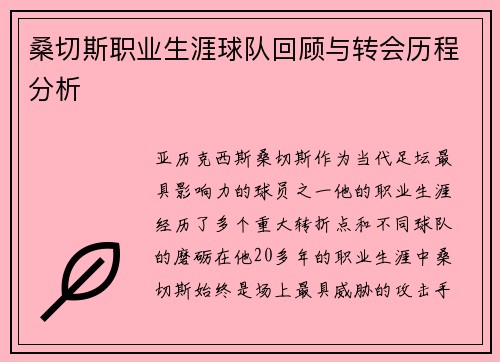 桑切斯职业生涯球队回顾与转会历程分析